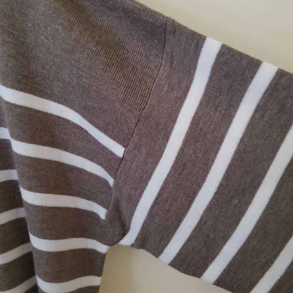 Jag Lambswool Blend Pale Brown White Striped Tunic Sweater Size L - Picture 3 of 4